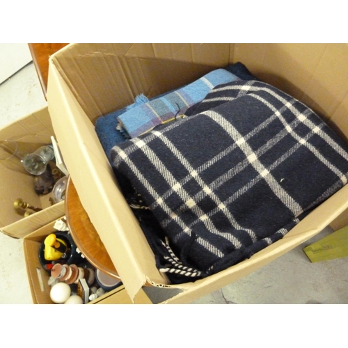 307 - box of blankets, sleeping bag etc