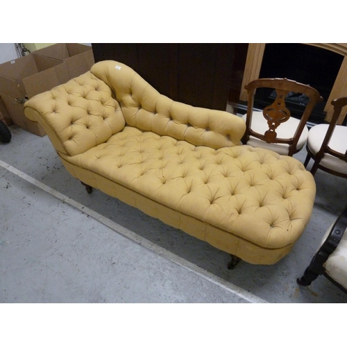 314 - Chaise Lounge in gold button upholstery