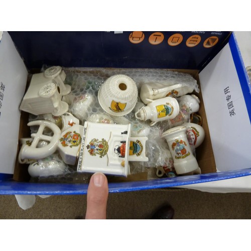 287 - A good box of mostly Manx crested ware