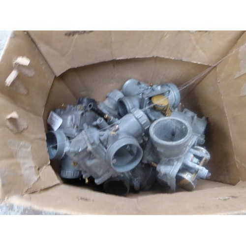 59 - Box of Suzuki GT750 and Yamaha RD350 carburetors