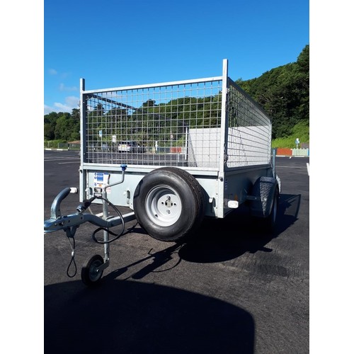 258 - Ifor Williams P7e trailer with mesh sides, ramp, jockey wheel, rear stands and spare wheel - in exce... 