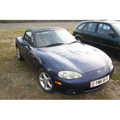 227 - FMN81X
Blue Mazda MX5 I Convertible 1598cc
First Registered 02.09.2002
Approx 121,923 miles
Manual P... 