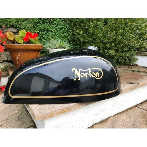 52 - Original Norton Commando 850 black petrol tank with with gold lettering and pinstripes. In good over... 