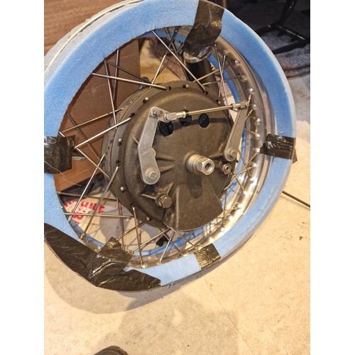 76B - Front wheel with Fontana drum & Roadholder forks and yokes