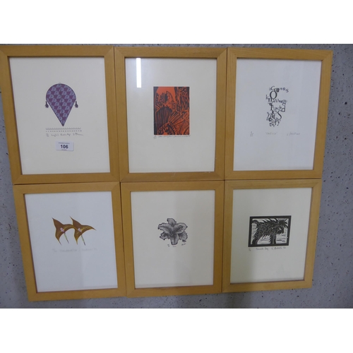 106 - Six assorted small framed limited edition prints