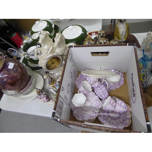 210 - Large collection of ornaments, glassware, part dinner/tea service etc