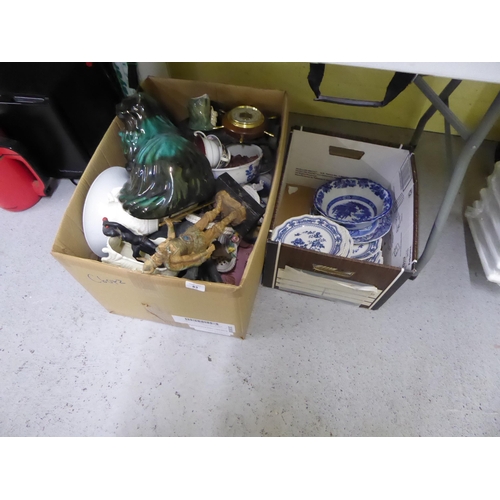 83 - Two boxes of crockery, ornaments knick knacks etc