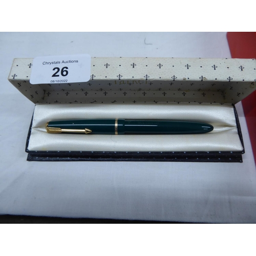 26 - A Parker slim fold ink pen with gold nib (boxed)