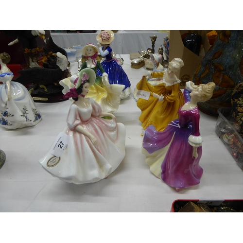 27 - Six Royal Doulton figurines - Mellissa, Kirtsy, Day Dreams, Sunday Best, Becky and Mary