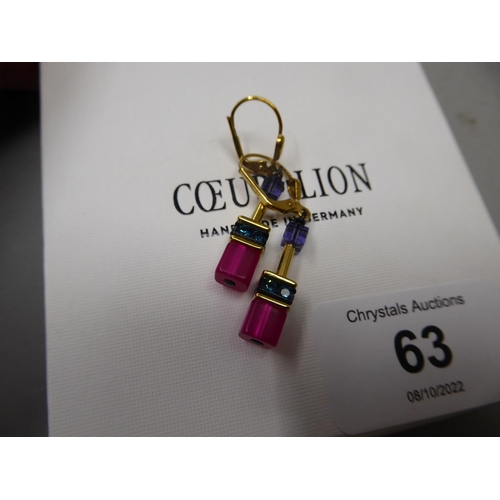 63 - Coeur de lion designer costume earrings