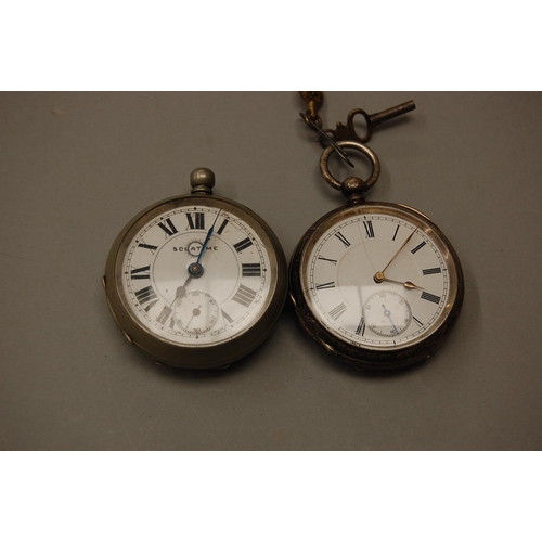 143 - Silver pocket watch together with a nickel pocket watch