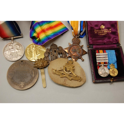 159 - Collection of World War I medals awarded to 9921 Pte. T. Harris S. Staff.R. plus other miniatures an... 