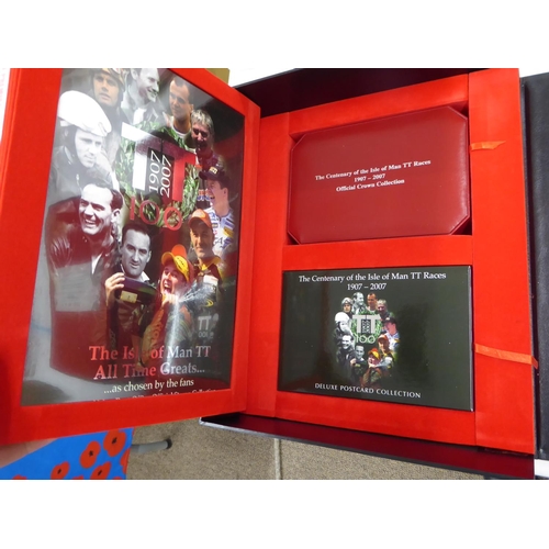 369 - A TT Centenary Collection Presentation Box with official crowns, post cards, CD's, book, L/E No. 109... 