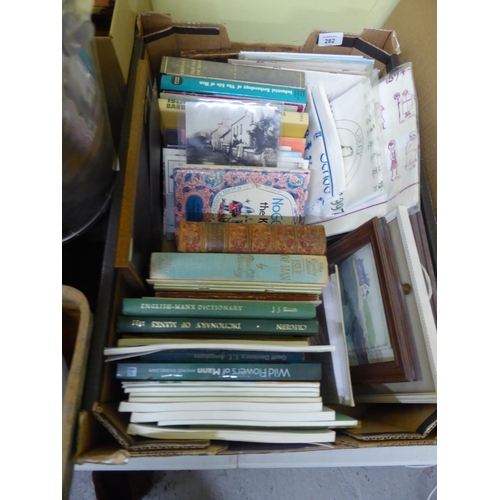 282 - Box of mostly Manx publications pictures and tea towels