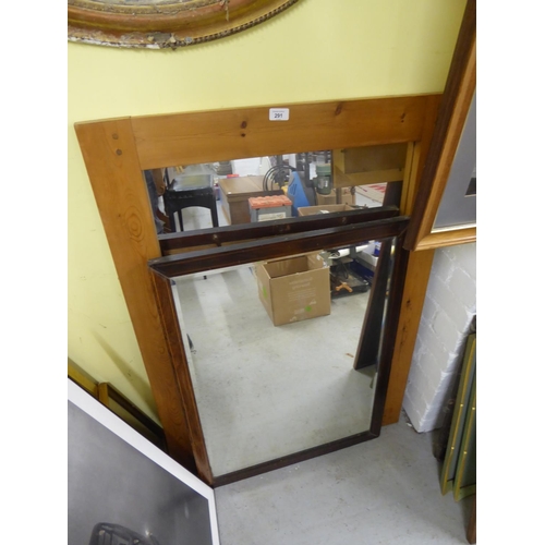 291 - Large pine framed mirror plus one