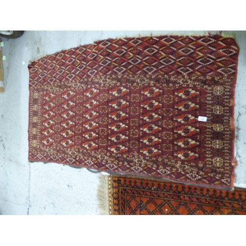 338 - Carpet in red wools with geometric design