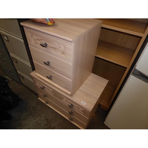 121 - Three drawer chest plus a matching three drawer bedside table