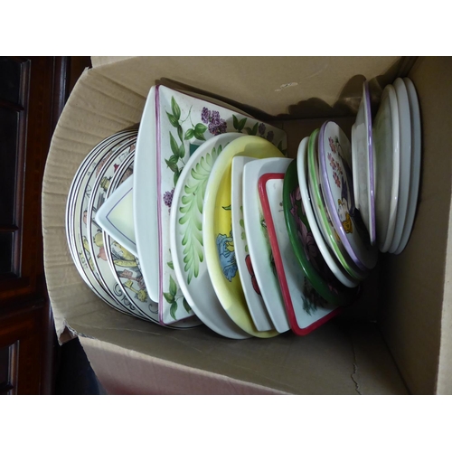 171 - Box of mostly hand-painted plates plus a set of Royal Doulton plates