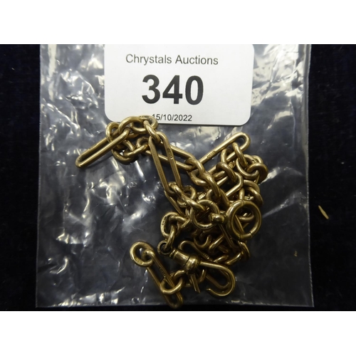 340 - A 9 ct. gold watch chain broken - wt. 25 grammes