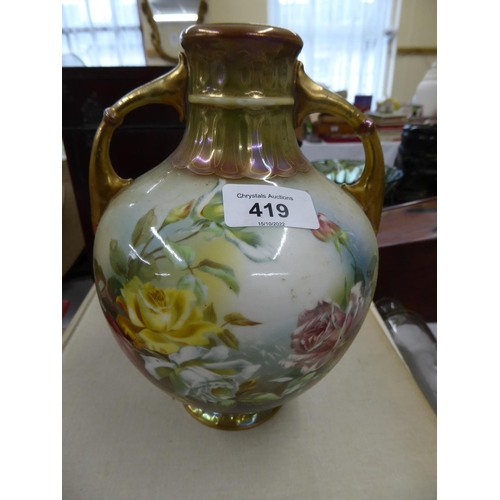 419 - Royal Worcester style two handled vase