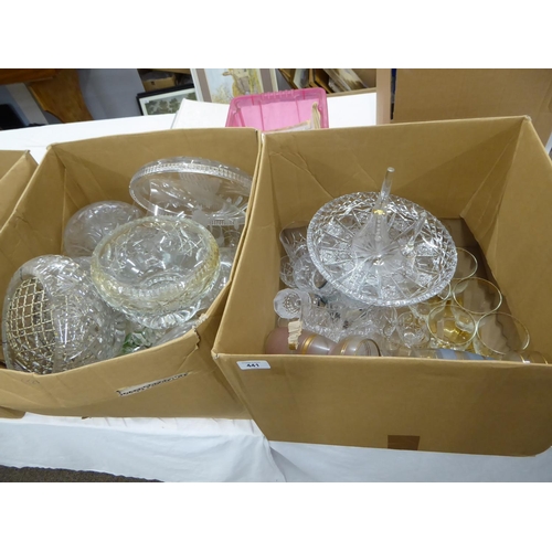 441 - Two boxes of cut glass ware