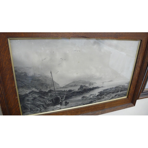 150 - J H Butterworth, 1) Gathering wrack and 2) Unloading the catch - charcoal monochromes, both signed 1... 