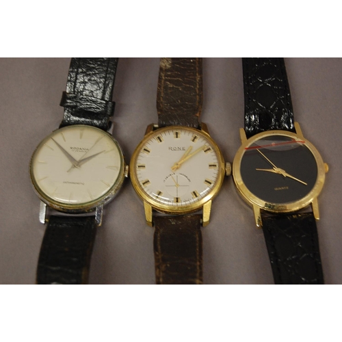 78 - Three Gent's watches a Rodania, a Rone and a Quartz