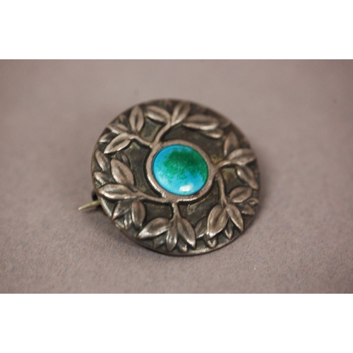 307 - Charles Horner chased silver and blue enamel brooch - Chester 1923