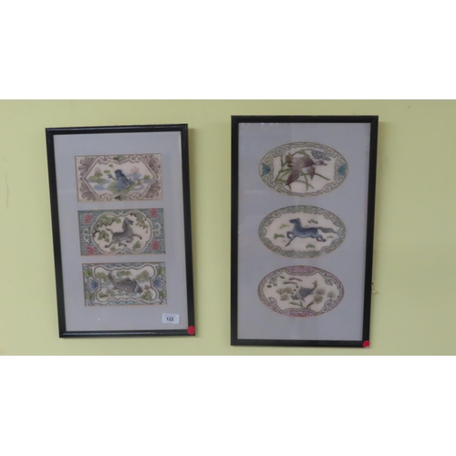 122 - Pair of embroidered animal pictures