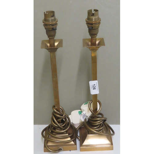 126 - Pair of brass table lamps