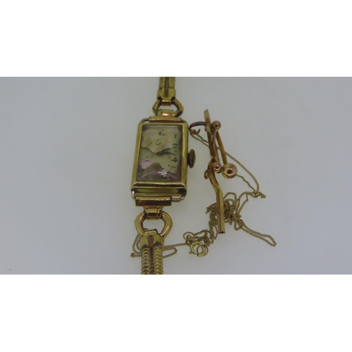 146 - 18ct gold cased ladies wrist watch plus some other scrap gold