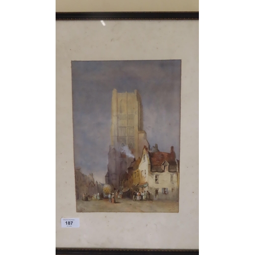 187 - Ethel M Mason Continental street scene watercolour Signed dated 1884 12