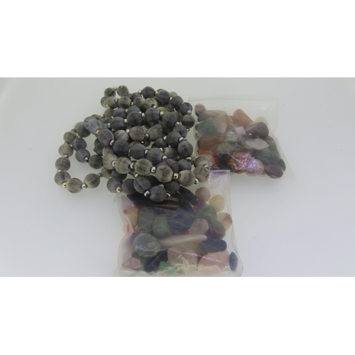 216 - Polished stones and two bead necklaces