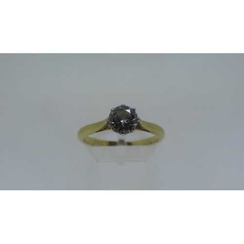 218 - 18ct gold solitaire diamond ring 0.3ct size NO