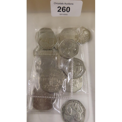 260 - 14x IOM 50p coins various