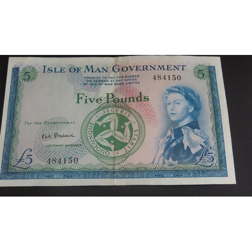 309 - IOM Government Blue Green £5 note Stallard