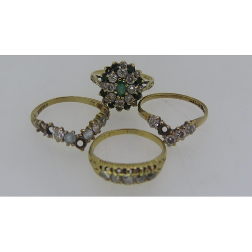 312 - Four 18ct & 9ct gold rings Diamonds noted