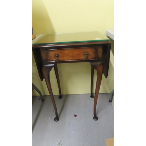 86 - Small drop leaf occasional table with single drawer