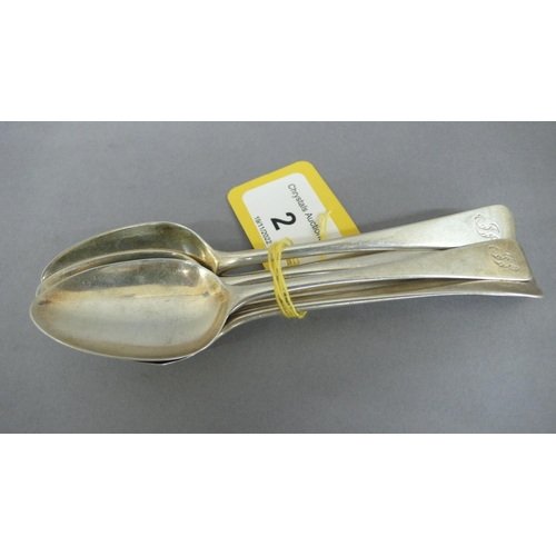 2 - Six Georgian silver tea spoons - wt. 3 ozt.