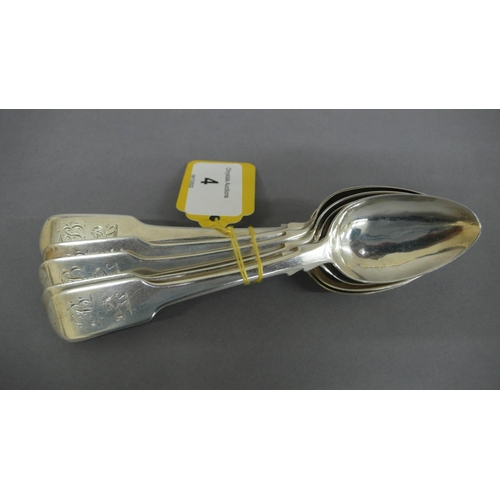 4 - Nine Georgian and later fiddle pattern silver tea spoons - wt. 6 ozt.