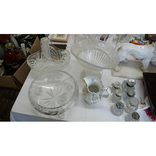 51 - A collection of three large pieces of cut glass