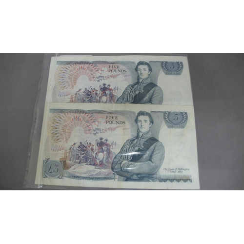 134 - GB two x five pound notes both J Page