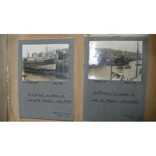 231 - An album of old photographs of damage to Piers, Harbour structures, building structures in the IOM c... 