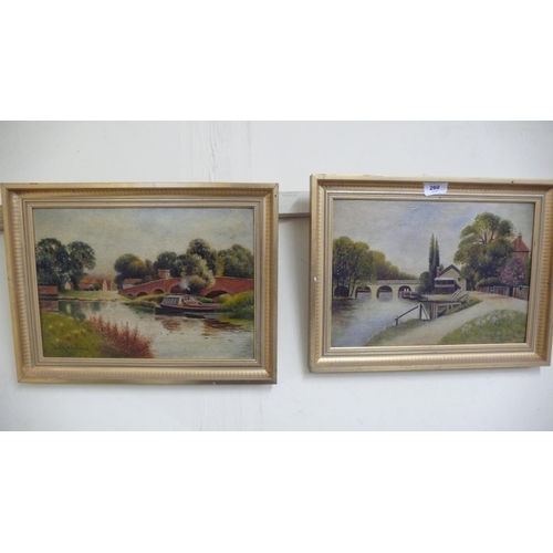 260 - A pair of oil paintings of river scenes on board