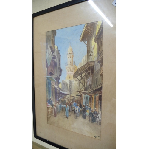 263 - A Moroccan Street Scene, water colour, 18 x 12 ins approx