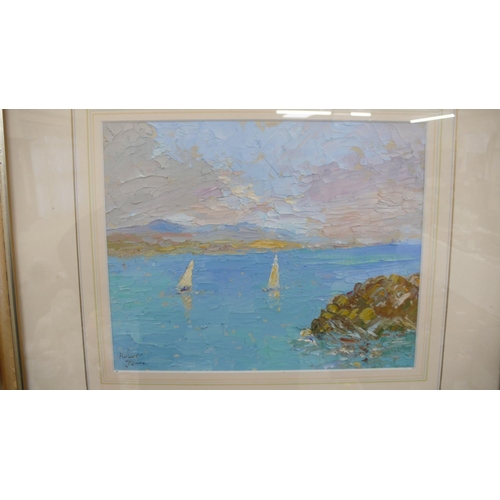 265 - Robert Moore, Yachts at Port St. Mary, oil on board, signed, 8 x 10 ins approx.