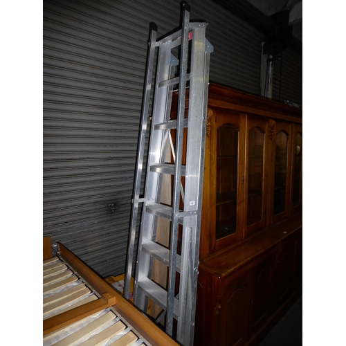 106 - Large aluminium step ladder with hand rail