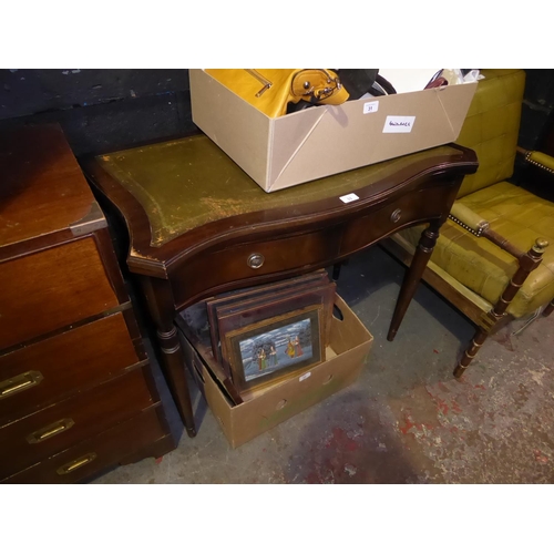 33 - Flip top games table with two drawers and leather insert to top