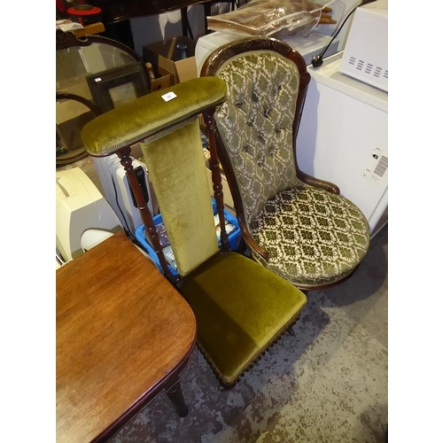 69 - Nursing chair plus a high back chair in green upholstery