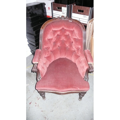 19 - Victorian Mahogany button back arm chair